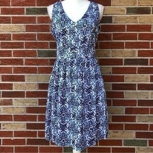 Milly for Design Nation V-neck Capri Italia Sleeveless Blue Fit & Flare Dress 👗